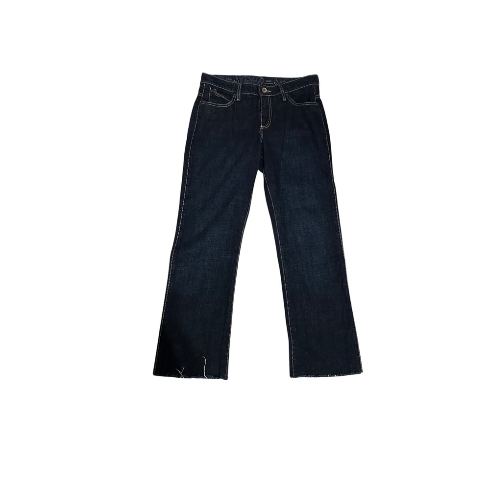 Wrangler Women's Dark‎ Wash Bootcut Jeans Frayed Hem Size 5 6 x 34